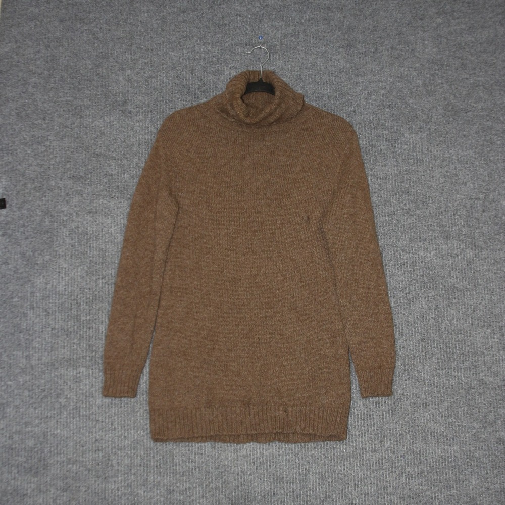 Eileen Fisher Sweater Dress Womens S Brown Baby Alpaca Turtleneck Long Sleeve